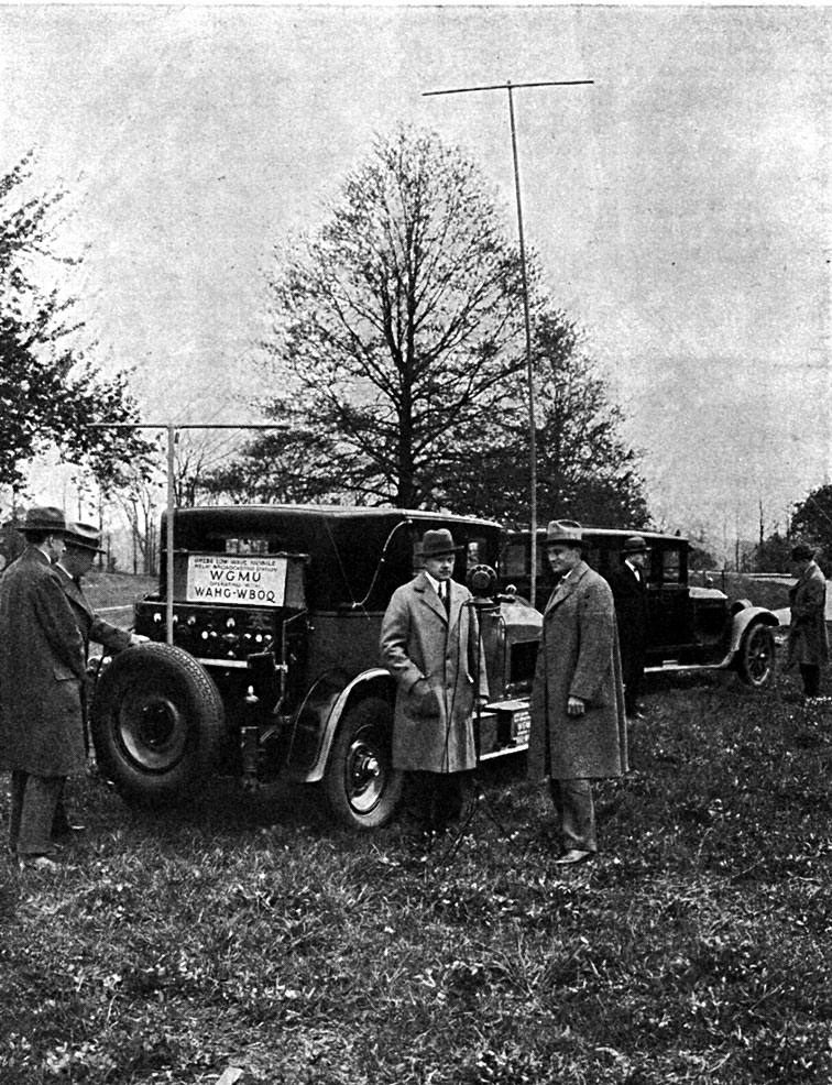 A. H. Grebe launching his WGMU mobile short-wave radio station A. H. Grebe launching his WGMU mobile short-wave radio station