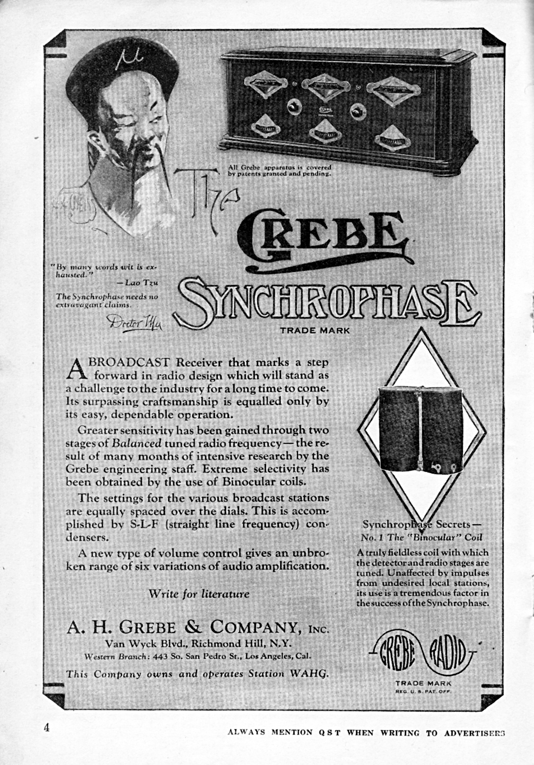 1924-12-qst-synchrophase Doctor Mu Grebe Synchrophase Ad in QST