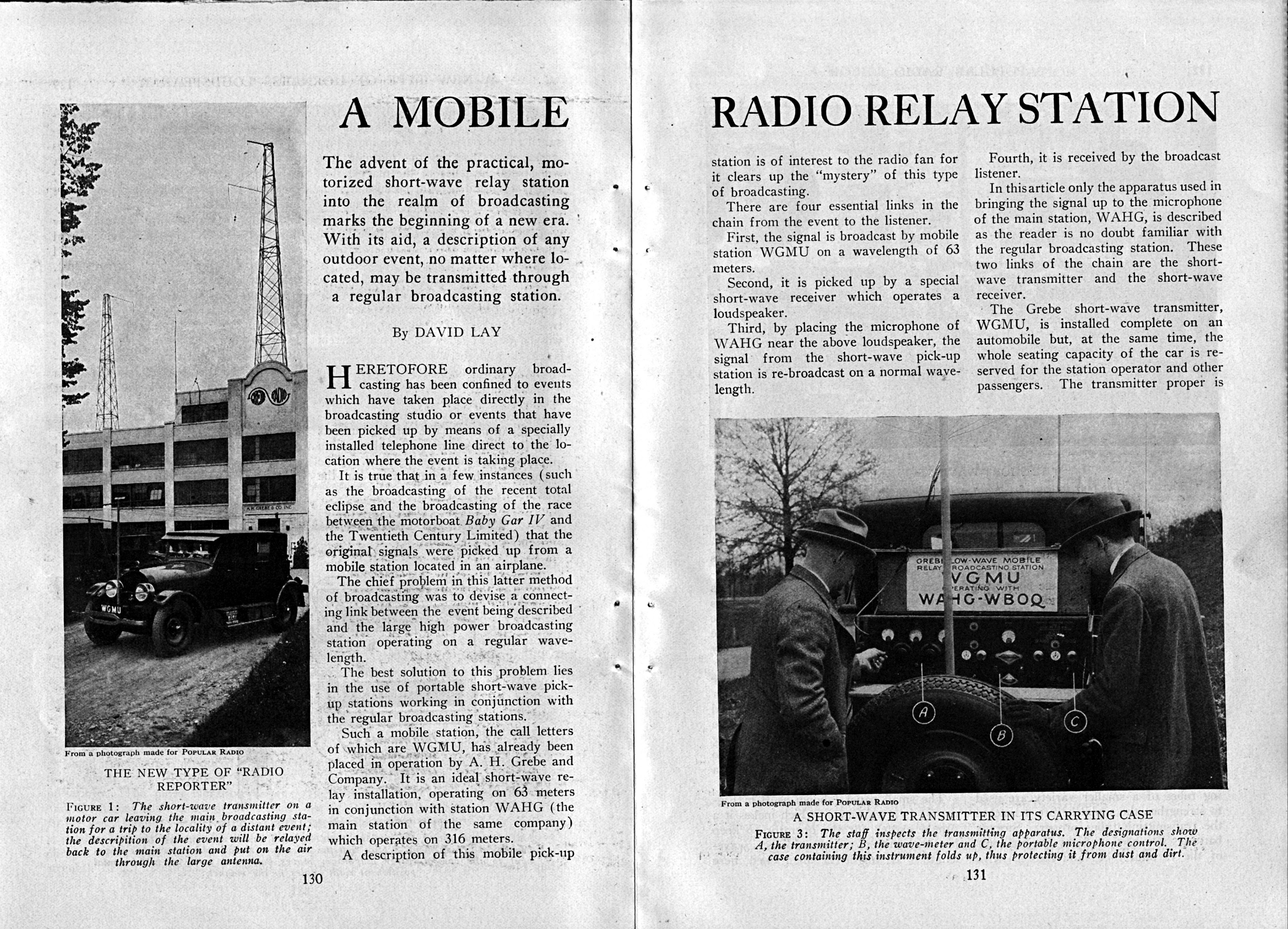 Popular Radio, August 1924, pages 130, 131 A Mobile Radio Relay Station, Popular Radio, August 1924, pages 130, 131