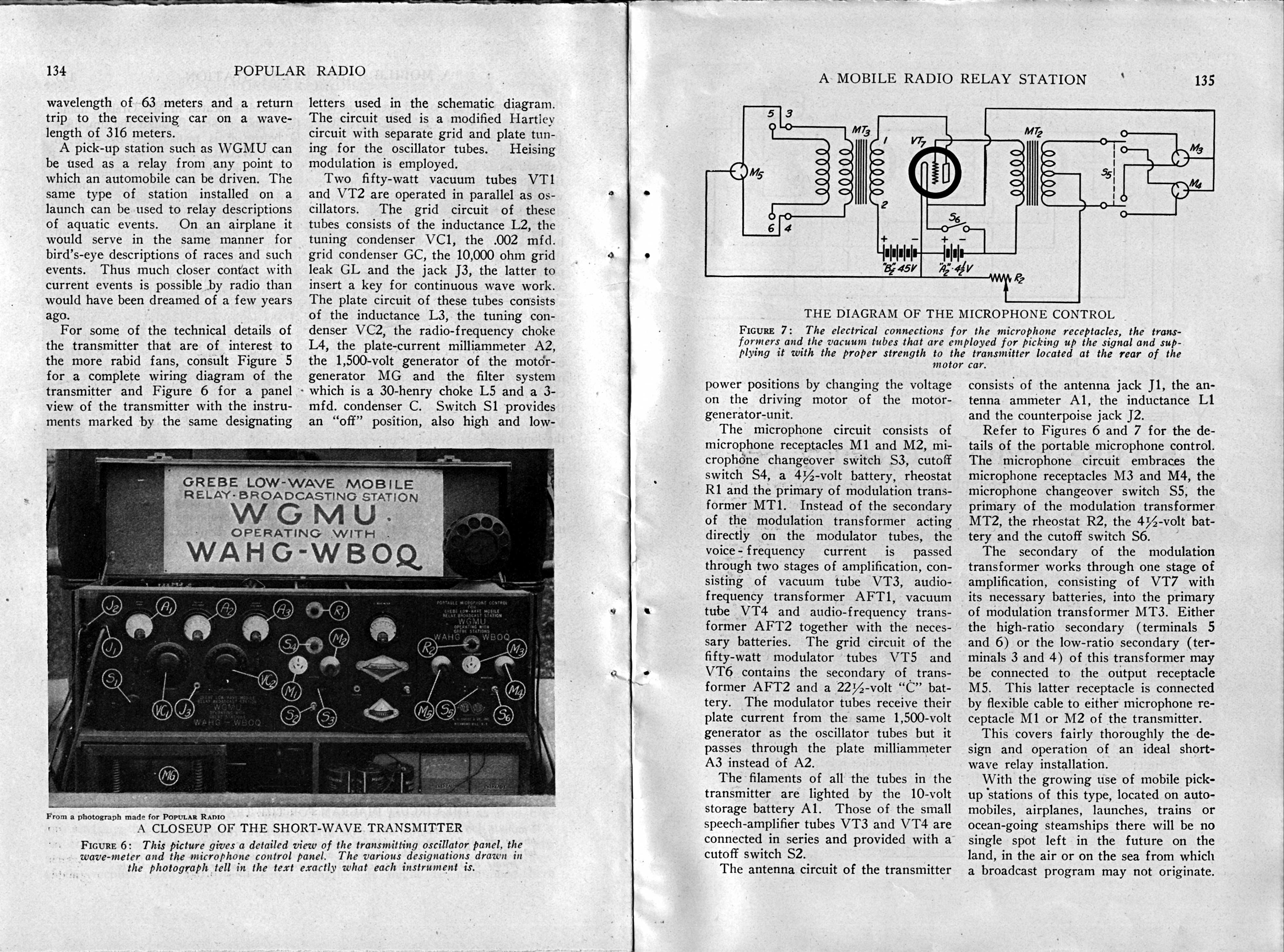 Popular Radio, August 1924, pages 134, 135 A Mobile Radio Relay Station, 134, 135. Popular Radio magazine, August, 1924.