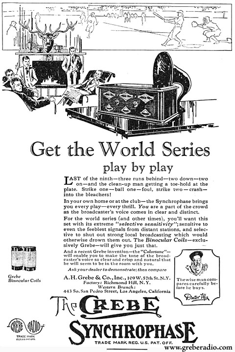 Grebe Radio World Series Ad