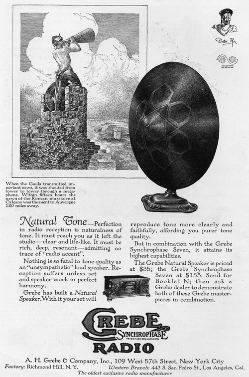 Grebe Waited radio print advertisement